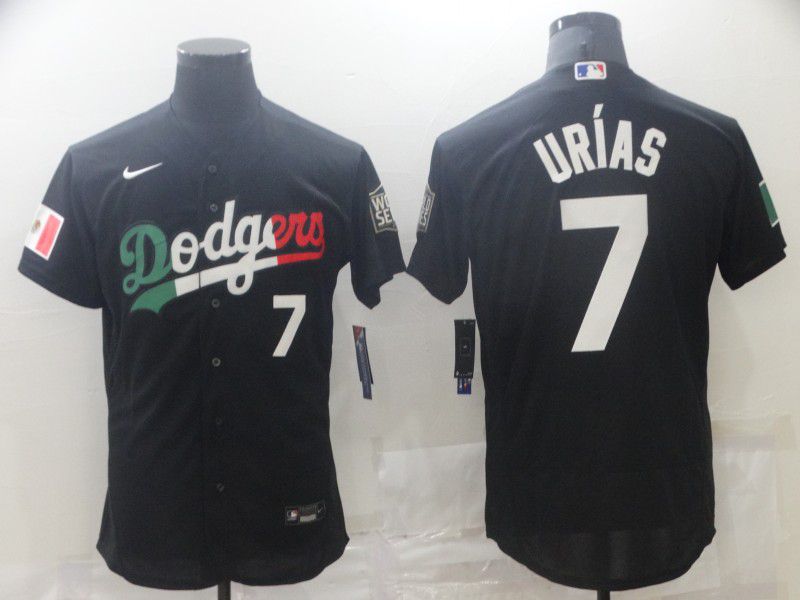 Men Los Angeles Dodgers 7 Urias Black Elite 2021 Nike MLB Jerseys1